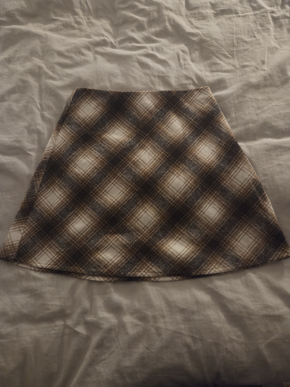 Lulu's Brown and Cream Plaid A-Line Mini Skirt